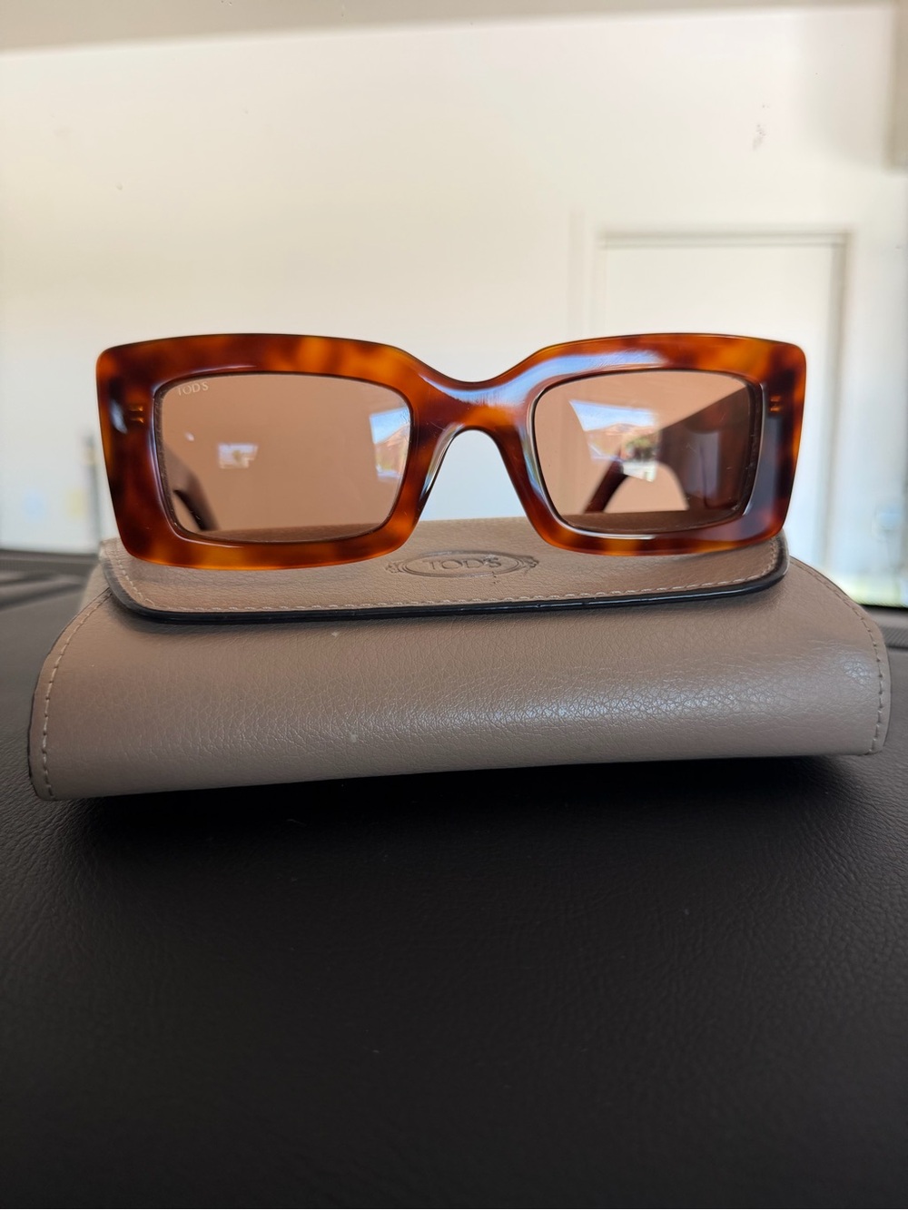 Tod's Women's Tortoiseshell Rectangular Sunglasses - Amber/Brown